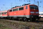 Die 111 096-4 hing abgeb�gelt am Schluss der zwei N-Wagen Garnituren und wurde am 23.04.2010 gewaschen.