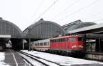 Am 29.1.2010 verl�sst der IC1852 nach Halle den Karlsruher Hauptbahnhof.
