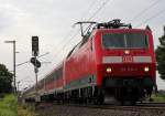 120 120-1 mit Schadwagenzug in Br�hl am 27.05.2012, Gru� an den Tf !!