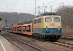 140 423-5 mit leerem Autozug in K�ln West am 12.03.2011