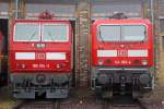 Die 180 014-3 und 143 002-4 beim Sommerfest im DB Museum Halle (Saale) am 02,07,11