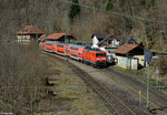 143 810-0 mit der RB 17273 (Freiburg(Breisgau)Hbf - Seebrugg) am 26.03.2016 in Hirschsprung.
