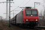 145 084-0 mit NIAG Ganzzug kurz vor der K�lner S�dbr�cke am 28.02.2012