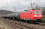 185 002-3 mit Kesselzug in K�ln West am 15.02.2011