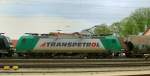 185 543-6, Transpetrol, aufgenommen am 15.05.10, bei der Durchfahrt durch Treuchtlingen.
