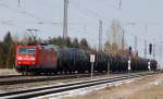185 193-0, aufgenommen am 09.03.10, bei der Durchfahrt durch Gersthofen, Strecke Donauw�rth-Augsburg.