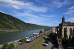 186 459-4 mit einem KV-Zug am 13.07.2017 bei Oberwesel.

