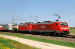 189 021-9 + 151 160-9, aufgenommen am 21.04.12, bei Truchtlingen.
