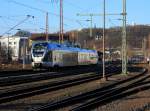 ET 23 007 (3-teiliger Stadler Flirt) der Abellio Rail NRW f�hrt am 29.01.2011 den Bf Siegen-Weisenau ein.