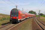 Der RE1 in Frankfurt (Oder) Rosengarten am 18,08,12 