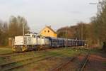 Die von TXL angemiehtete 92 87 0061 753 - 5 F-COLRA - Vossloh 5001687 -  Beci  und 92 87 0061 754 - 3 F-COLRA - Vossloh 5001689 -  Tilly  in W�lfrath Flandersbach am 06,04,11