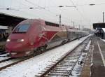 Thalys 4322 auf dem Weg von K�ln Deutzerfeld rtg K�ln Hbf f�r die Fahrt nach Paris(Nord) am 03.12.2010
